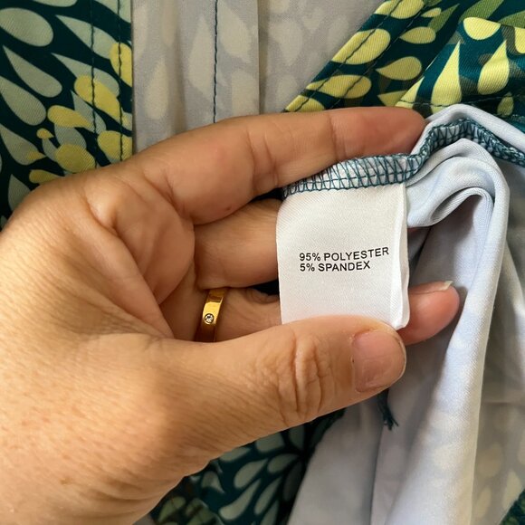 PattyBoutik Sz S Green Stretch V Neck Wrap Blouse Belted Long Sleeves - Picture 8 of 8